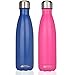 17 oz Stainless Steel Copper Water Bottles Double Wall Vacuum Insulated Leak Proof Keeps Drinks Hot and Cold for Outdoor Sports Camping Hiking Cycling (2 Pack)