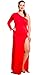 Womens Sexy Plus Size One shoulder Long Sleeve High Slits Maxi Dress,Red,XX-Large