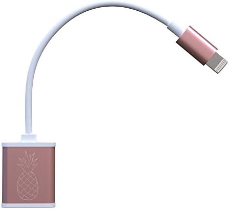 2 in 1 iPhone 7 Lightning to 3.5mm Headphone Jack + Charging Port Adapter, Pineapple Accessories (Rose Gold)