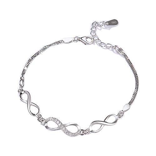 Becky & Jack Womens Sterling Silver Triple Eternity Infinity Bracelet Infinity Charm Bracelet Crystal
