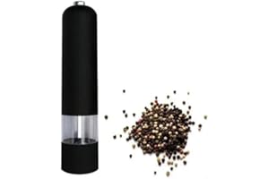 COHPOH Gerrit Electric Stainless Steel Salt and Pepper Grinder with Warm LED Light, Automatic Salt Pepper Mill Grinder for Kitchen, Restaurant, Outdoor, and Easy to Use (Black), Ge002