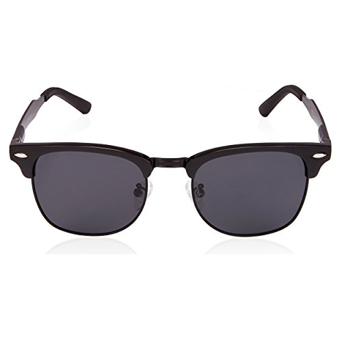 SUNGAIT Classic Half Frame Clubmaster Sunglasses with Polarized Lens (Black Frame Gray Lens)