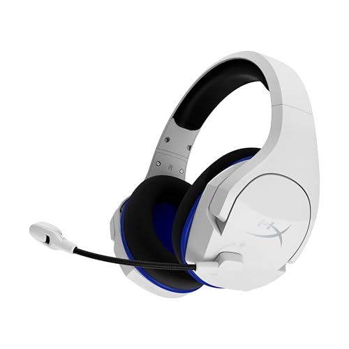 HyperX Cloud Stinger Core, Kabelloses Gaming-Headset, 2,4-GHz, kompatibel mit PS5, PS4 und PC, leicht, robuste Stahlschieber, Mikrofon mit Geräuschunterdrückung, integrierte Audiosteuerung, Weiß