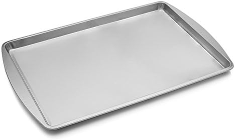 JUWA PREMIUM Cookie Baking Pan – Nontoxic Stainless Steel Cooking Sheet Tray With Ergonomic To Bake Biscuits, Scones – Durable Dishwasher Safe Metal And 15” x 9.8” Slim Design Bakeware