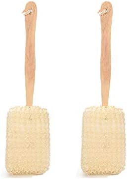 Bath Brush,Fellibay Mesh Brush Long Handle Back Scrubber Brush Sponge Hanging Soft Bath Shower Pouf Loofah for Men, Women (Beige)