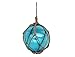Hampton Nautical Light Blue Japanese Glass Ball Fishing Float with Brown Netting Decoration 8