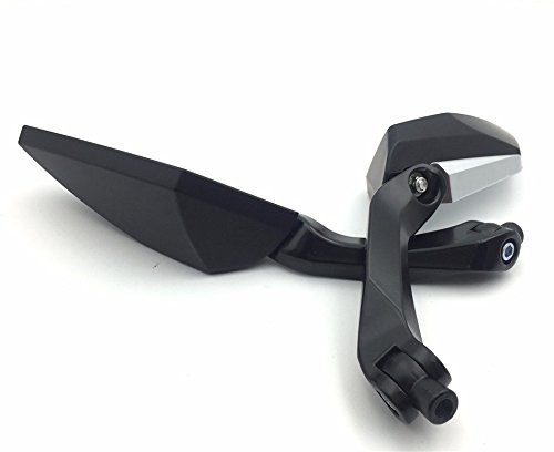 HTT Motorcycle Black Diamond Blade Style Rearview Mirrors 8mm 10mm Fit All Motorcycle Standard Naked Street Bike with Standard Metric Screws 7/8" handlebar Honda CB1000R Shadow Valkyrie
