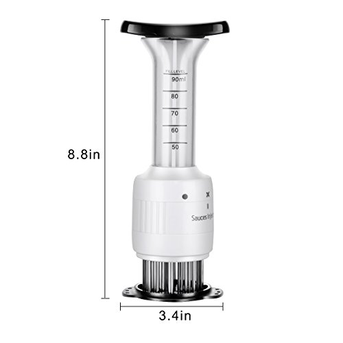 Meat Injector - 304 Stainless Steel Kitchen Tool 2 in 1 Meat Tenderizer Needle 3 Pinholes meat tenderizer injector,Best For Tenderizing/BBQ/Marinade/Beef/Pork/Steak/Chicken