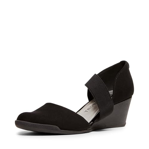 ANNE KLEIN Escarpins compensés Tara pour Femme, Tissu Noir Multi-Stretch, 37 EU