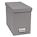 Bigso John Fiberboard Label Frame Desktop File Storage Box - Document Organizer for Important Paperwork - Durable Hanging File Box with a Lid & Metal Label Window - 7.4 in x 13 in x 10.4 in - Grey