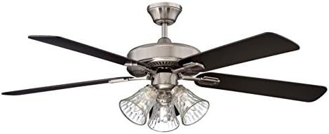Concord Fans 52RIC5EST Downrod Mount, 5 Black/Rosewood Blades Ceiling fan, Stainless Steel