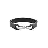 Geoffrey Beene Men's Leather and Stainless Steel Hook Closure Bracelet