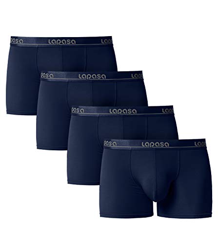Lapasa Men's Underwear 4-PACK Boxer Brief Micro Modal Super Soft No Fly Pouch Trunks M02,True Blue,X-Large (Waist 40 Inches-42 Inches)