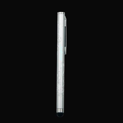 Mengoly - Universal Capacitive Touch Screen Carved Flower Stylus Pen for iPhone 5S 5 4 4S 3g 3gs iPad 1 2 3 4 Air mini iPod Motorola Xoom Samsung Galaxy Tab 8.9 10.1, Blackberry Playbook HTC Flyer Evo View Tablet (Elegant Silver)