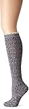 K. Bell Socks Women's Random Feed Cable Knee High Sock, Black, 9 -11