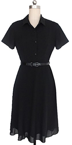 Sleeve Chiffon OL Wear to Work Shirt Mini Dress เดรส แฟชั่นชุดทำงาน (no Belted) Babyonline Short