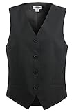 Ed Garments Women's Fully Lined V-Neck Economy Vest, BLACK, X-Small