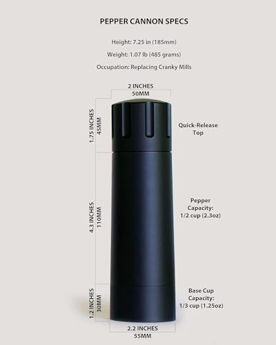 MANNKITCHEN Pepper Cannon - Professional Grade Heavy Duty High Output Pepper Mill