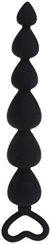 LOG SWIT Joyful Toys Anale Tail Bead Pure Silicone Anale Beads - Anale Chain for Beginners and Advanced Users,Black,Black