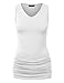 MBJ WT1101 Womens Basic Extra Long Tunic Tank Top with Side Shirring L WHITE
