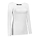 OThread Women's Plain Basic Spandex Long Sleeves T-shirt Scoop Neck Tee (Small, White)