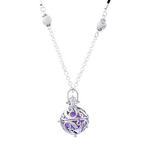 MJartoria Filigree Cage Purple Music Chime Ball Prenatal Education Baby Caller Pregnancy Necklace