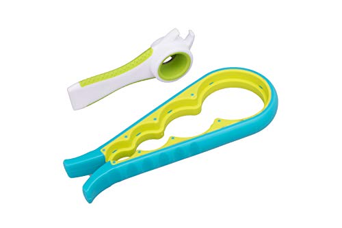 Jar Opener, Bottle Opener, Multi Kitchen Tool for Jelly Jars, Ketchup Bottle, Wine, Beer and other, Rubber Jar Opener Easy to Use (2 Pack Blue-Green) - Thumbnail 2