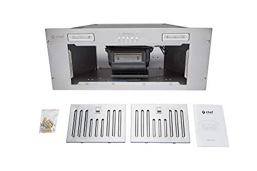 Chef Range Hood R100 30” Built-In/Recessed Kitchen Extractor | Compact Design with Stainless Steel | 3-Speed Setting with 700 CFM, Energy Saving LED Lamp and Dishwasher-Safe Baffle Filter| 6" Duct