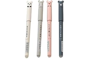 4 Pcs Cute Animalpen, 0.35mm Cartoon Animal Erasable Blupen Ballpoint Pens Rollerball Pens Student Stationery Office Gift Bac