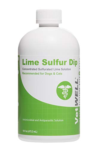 VetWELL Lime Sulfur Dip for Dogs, Cats & Horses - for Mange Treatment, Ringworm Treatment, Skin Mites Treatment for Dogs to Help Relieve Itchy Skin - 16 oz