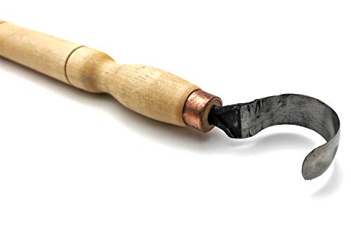 Wood Carving Hook Knife - Long Handle 12". Spoon Carving Tool for Spoons, Bowls, kuksa and Cups carvings - Basic Crooked Knife for Professional Spoon Carvers and Beginners by STAMESKY.