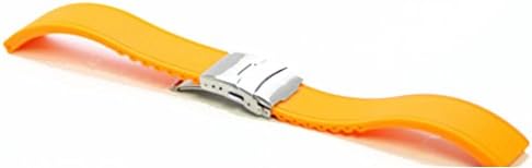 20mm Orange MODENA Light Pattern Italian Rubber Watch Band w/ Deployant / Deployment Buckle / Clasp