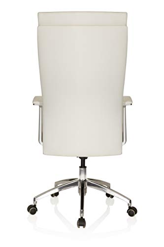 hjh-OFFICE-600410-Sedia-da-ufficioSedia-presidenziale-MONZA-20-pelle-avorio-meccanismo-sincronizzato-schienale-alto-braccioli-con-cuscinetti-in-pelle-elegante-robusta-base-alluminio