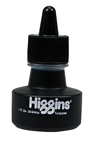 Higgins Dye-Based Drawing Ink, Turquoise, 1 Ounce Bottle (44109)