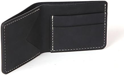 Handmade Full Grain Leather Bifold Slim Front Pocket Wallet Holder for Cash, ID and Cards