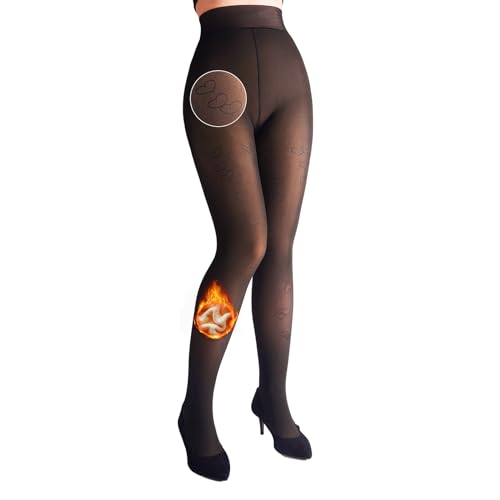 Caprilite Plus Size Fleece Lined Tights Winter Fake Translucent