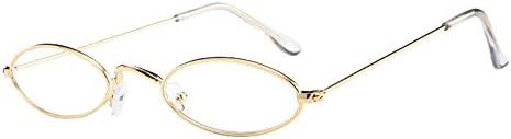 BOLANQ Fashion Mens Womens Retro Small Oval Sunglasses Metal Frame Shades Eyewear (B, Free Size)