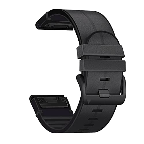 Fleshy Leaf 26mm Band Compatible for Garmin Fenix 7X/6X/5X Watch Band, Quick Easy Fit Soft Genuine Leather Silicone Sweatproof Wristband Strap for Fenix 5X Plus,Tactix Delta,Fenix 3,Enduro (Black)