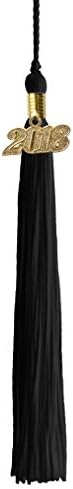 GraduationRoyal 9 inch Graduation Tassel with Gold 2018 Year Charm (Black)