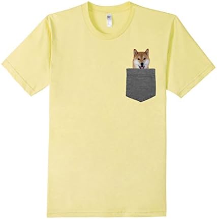 Men's Dog in Your Pocket Tshirt Shiba Inu Shirt Doge Tee 2XL Lemon