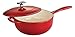 Tramontina Bestow Enameled Cast Iron Saucier Pan with Lid, 3-quart, Red