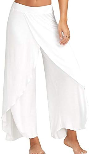 Oubaybay Women’s Wide Leg Yoga Pants Stretch High Slit Hippie Harem Trousers