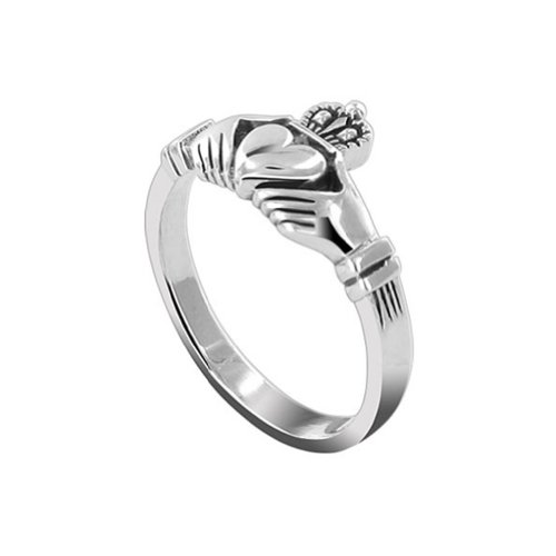 Sterling Silver 10mm Claddagh Friendship and Love 3mm Band Ring Size 5, 6, 7, 8, 9, 10, 12