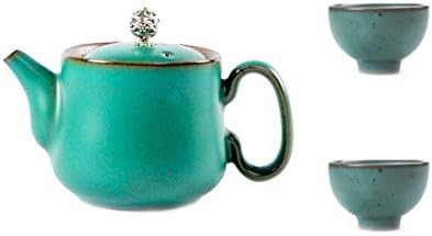 East Majik Japanese Style Tea Pot Ceramic Chinese Kung Fu Tea Set Teapot Blue£¨with 2 Cup£