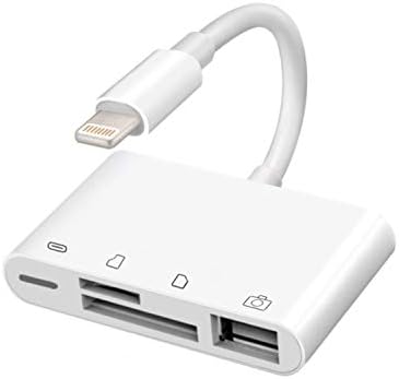 SD TF Card Reader,USB to Lightning Adapter,4 in 1 Lightning Cable to USB Camera Adapter for iPhone and iPad, Plug and Play