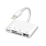 Lightning to SD FT Card Reader,4 in 1 Lightning to USB Camera Adapter,Micro SD Card Reader USB 3.0 OTG Cable for iPhone and iPad, Plug and Play