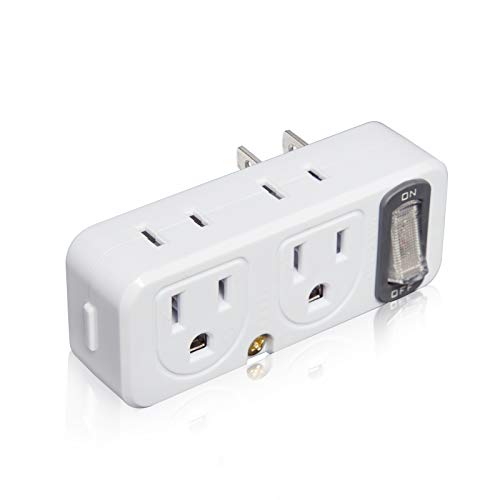 SYCON 4 Outlet Wall Extender AC Adapter with Night Light, 2Prong Mini