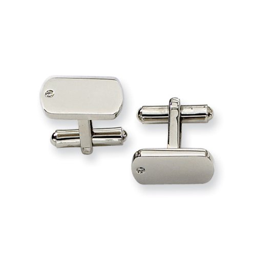 Men's Stainless Steel and Diamond Cuff Links