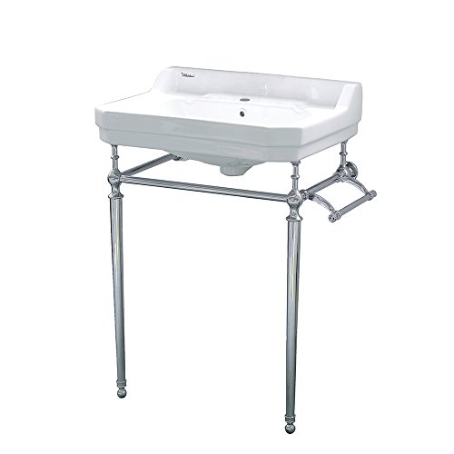 Whitehaus Collection WHV024-L33-1H-C Console Sink, White/Polished Chrome