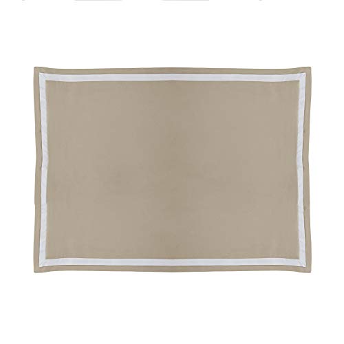 Martex 2000 Series Ultra-Soft Microbrushed Sham, King, Khaki/White